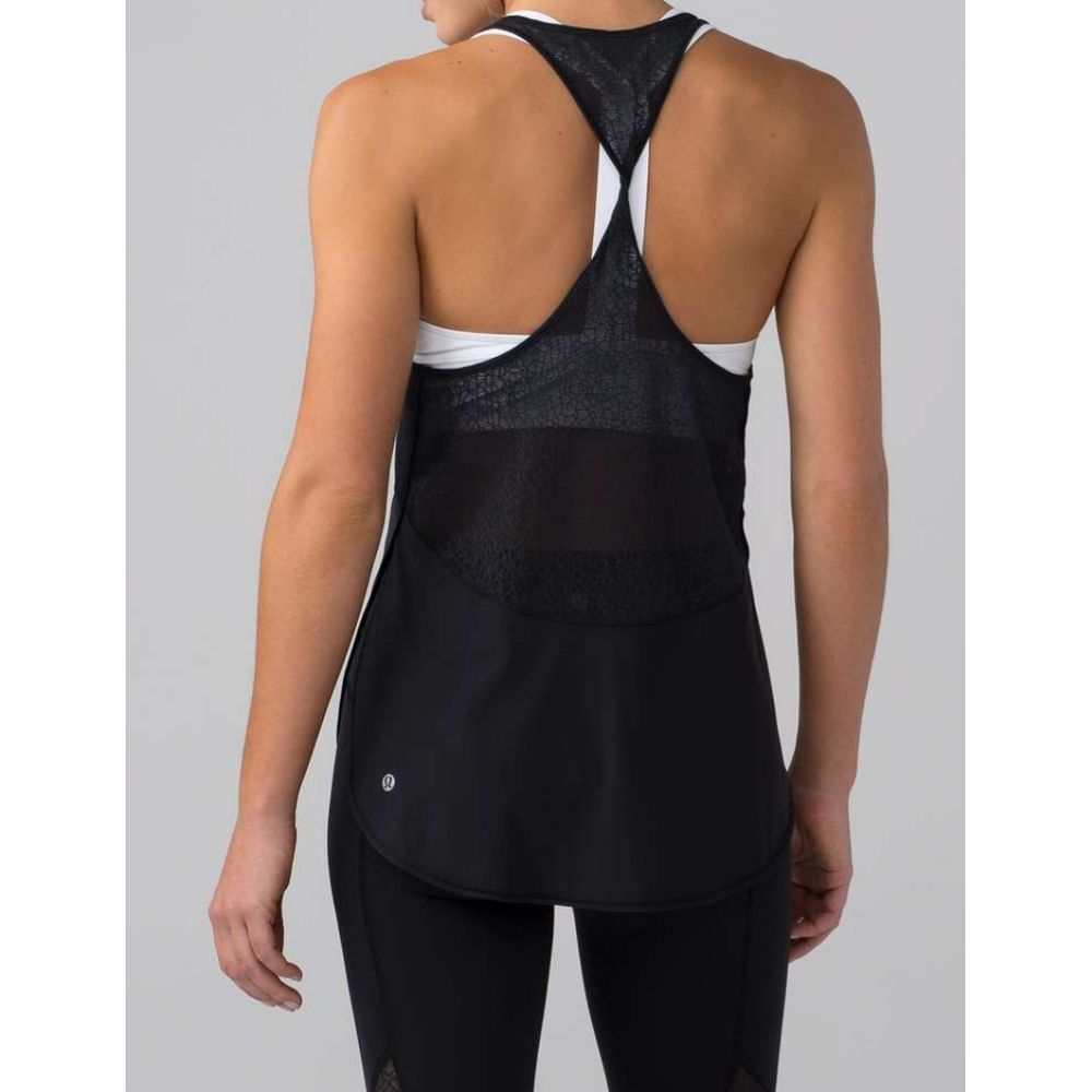 Lululemon Women's Twist and Train Black Side Slits Sheer upper Tank Top Size 2-4 - Picture 2 of 7